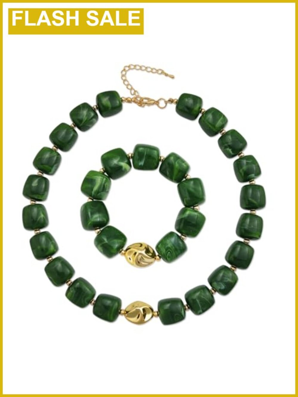 Chunky Acrylic Beaded Necklace Bracelet Set Boho Statement Beach Jewelry Women